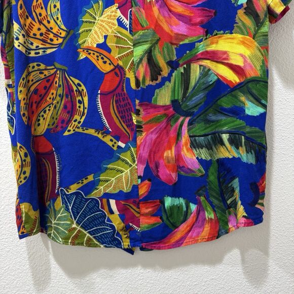 Farm Rio Tropical Button Down Shirt Banana Beaks Floral Mixed Print Sz S - Picture 9 of 9